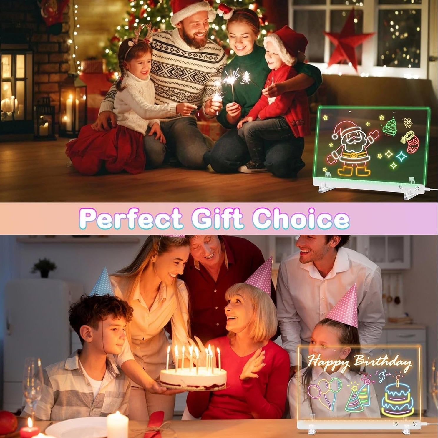 Vibrant LED Note Board - 13.7" x 10" Lumiboard with 4 Modes & 7 Colors for Creative Fun!