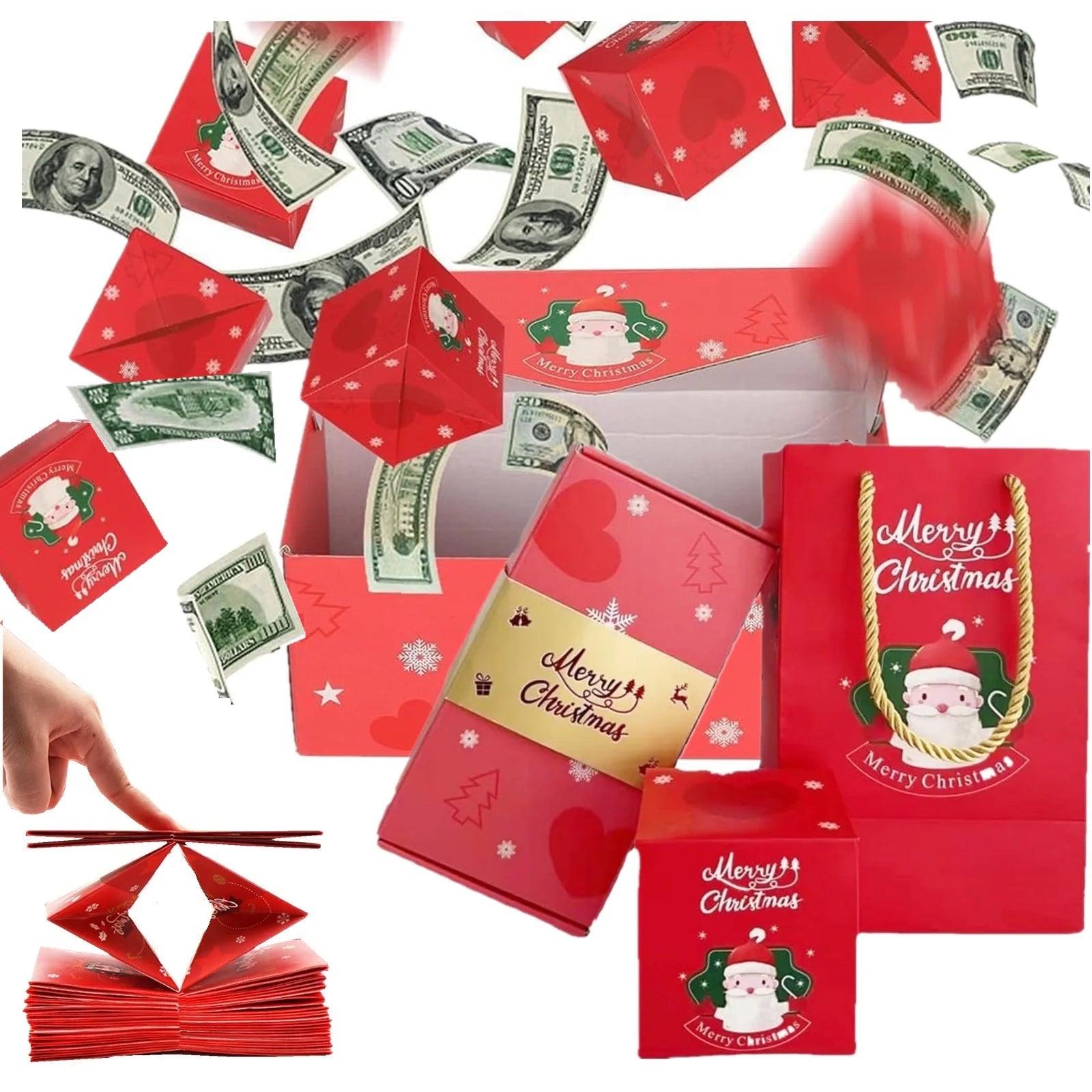 Surprise Explosion Gift Box for Christmas - Perfect Cash Gift Box with 13 Bounce Boxes and Gift Bag!